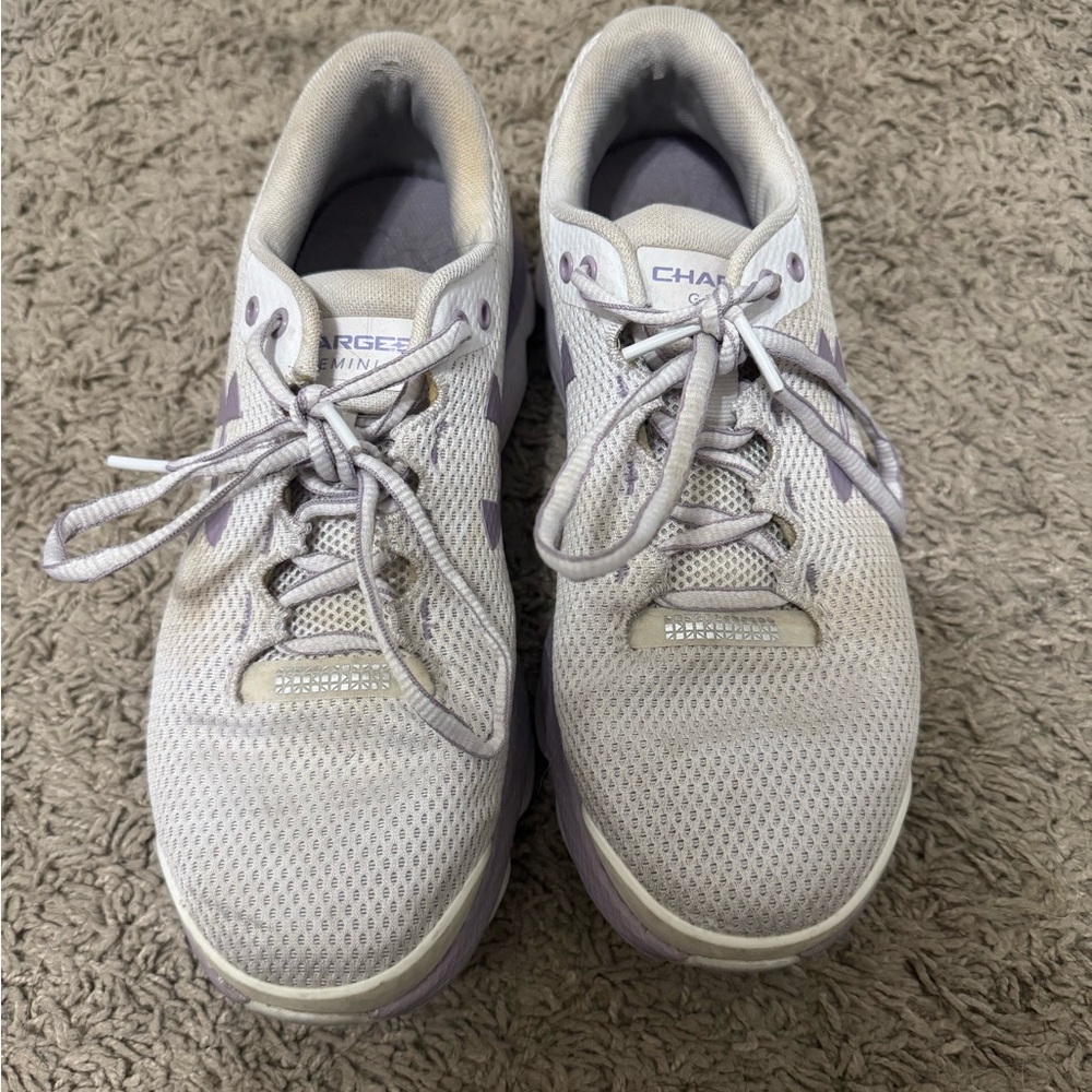 Under Armour Women's Light Gray and Purple Athletic Shoes - Picture 4 of 5